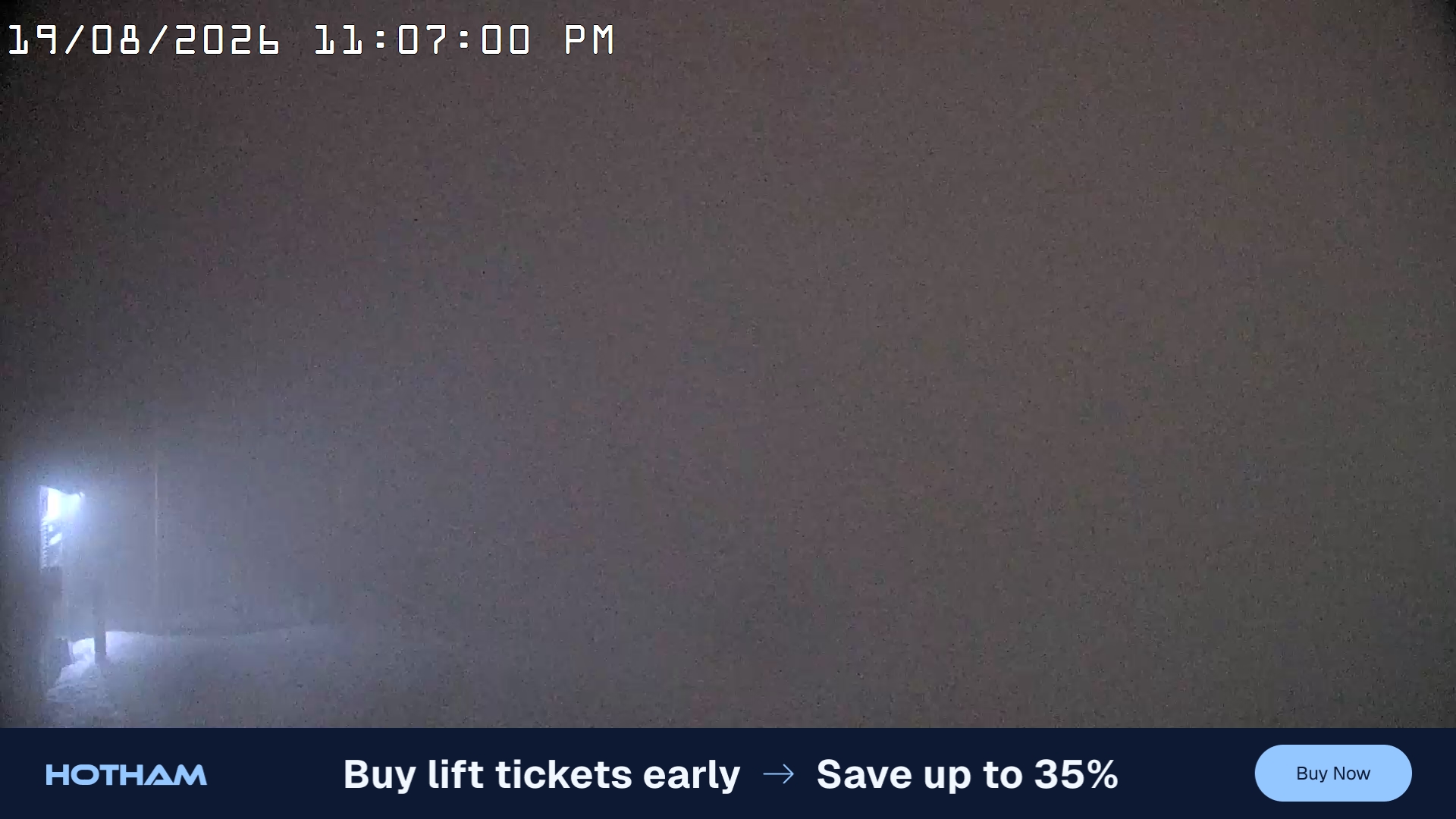 Mt Hotham Summit Trainer snow cam captured at 19 August 2026 at 11:15 pm AEST