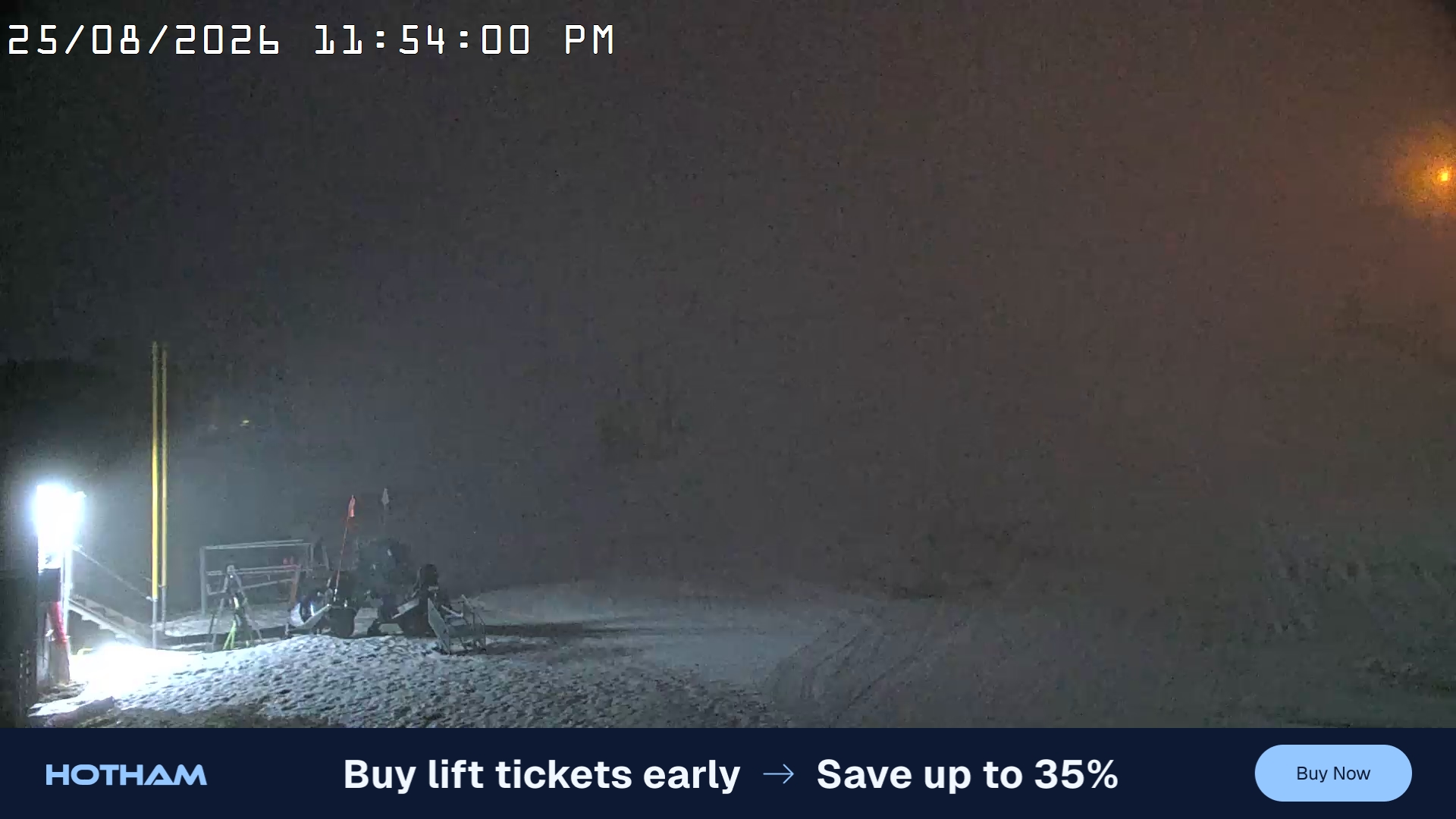 Mt Hotham Summit Trainer snow cam captured at 25 August 2026 at 11:54 pm AEST