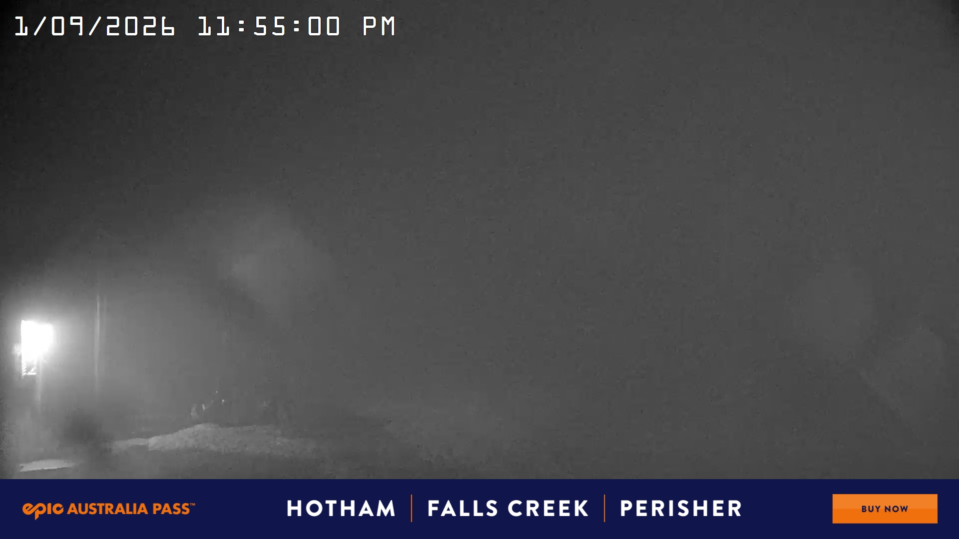 Mt Hotham Summit Trainer snow cam captured at 1 September 2026 at 11:55 pm AEST