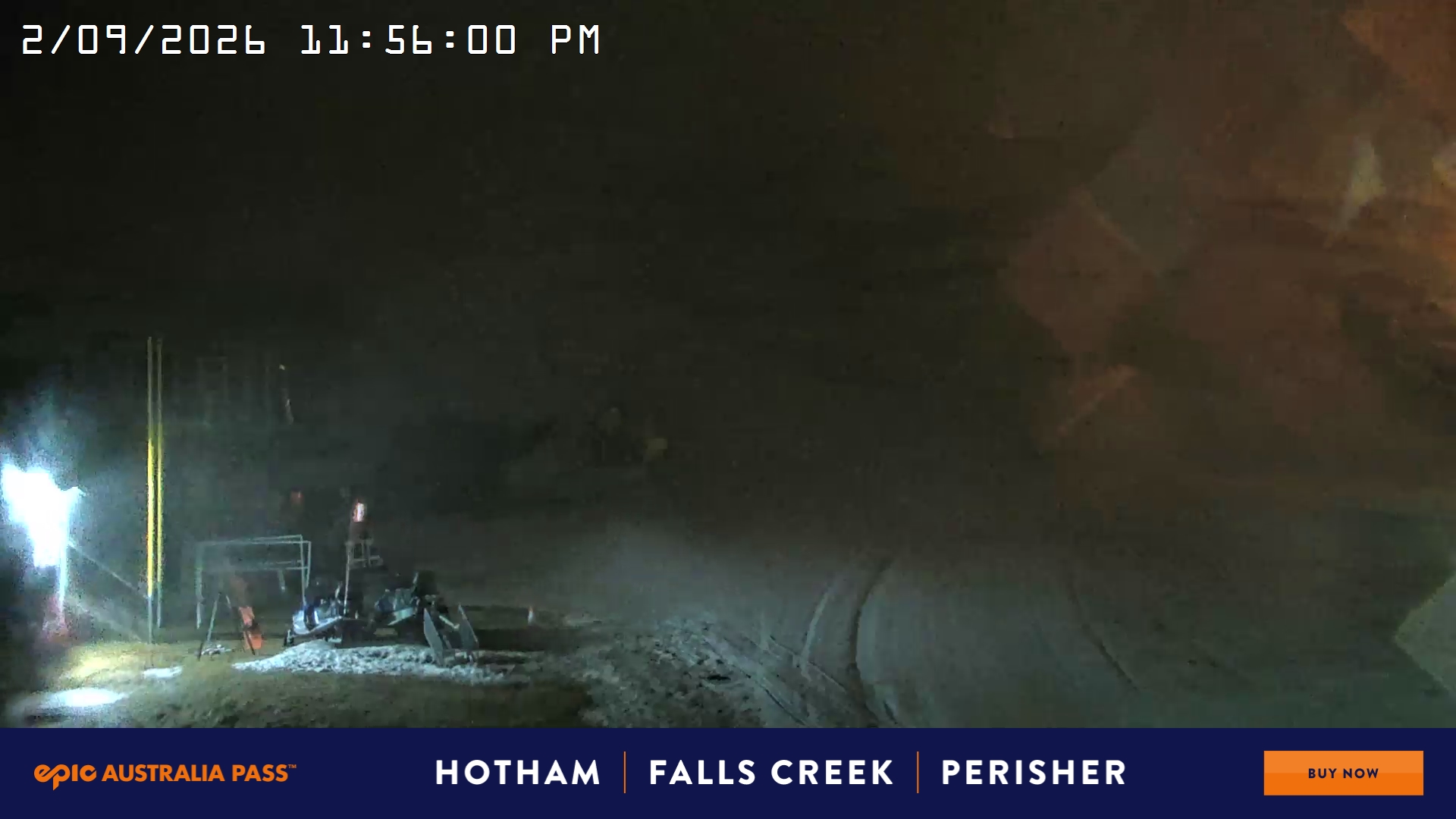 Mt Hotham Summit Trainer snow cam captured at 2 September 2026 at 11:56 pm AEST
