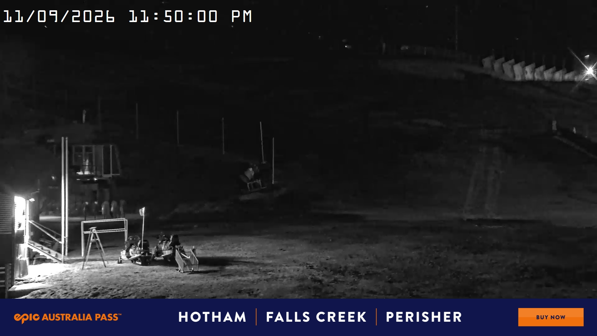 Mt Hotham Summit Trainer snow cam captured at 11 September 2026 at 11:50 pm AEST