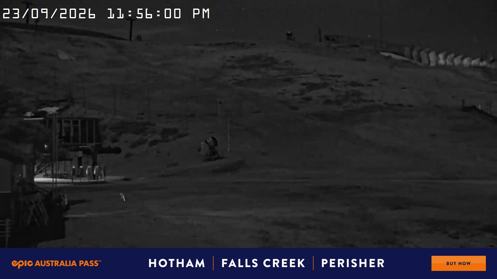 Mt Hotham Summit Trainer snow cam captured at 23 September 2026 at 11:56 pm AEST