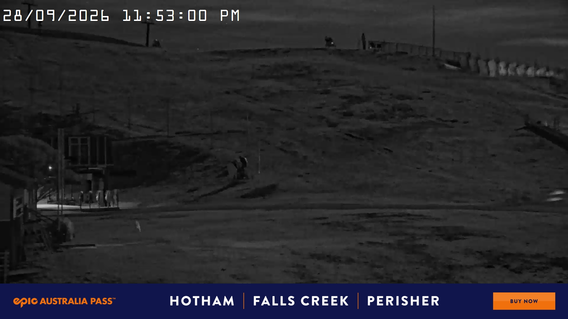 Mt Hotham Summit Trainer snow cam captured at 28 September 2026 at 11:53 pm AEST
