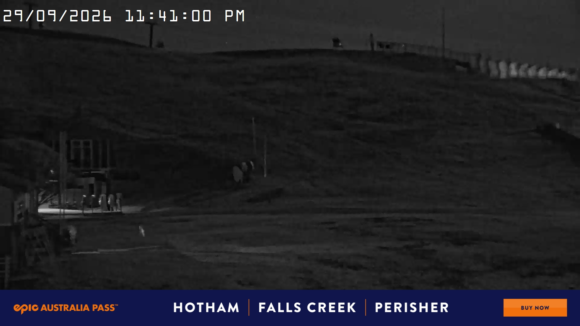 Mt Hotham Summit Trainer snow cam captured at 29 September 2026 at 11:41 pm AEST