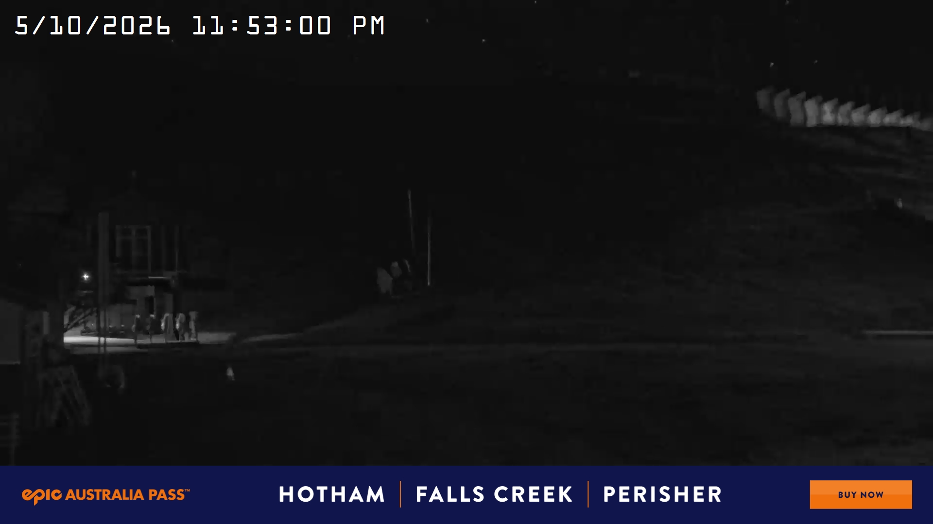 Mt Hotham Summit Trainer snow cam captured at 5 October 2026 at 11:53 pm AEDT