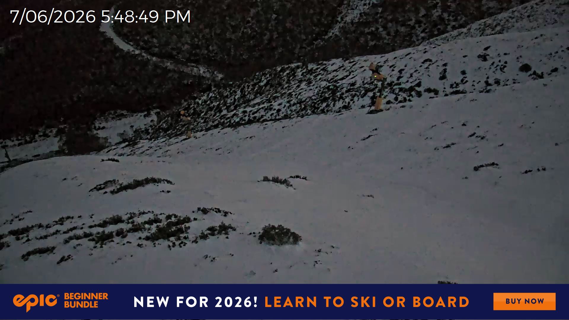 Mt Hotham Upper Imagine snow cam captured at 7 June 2026 at 11:05 pm AEST