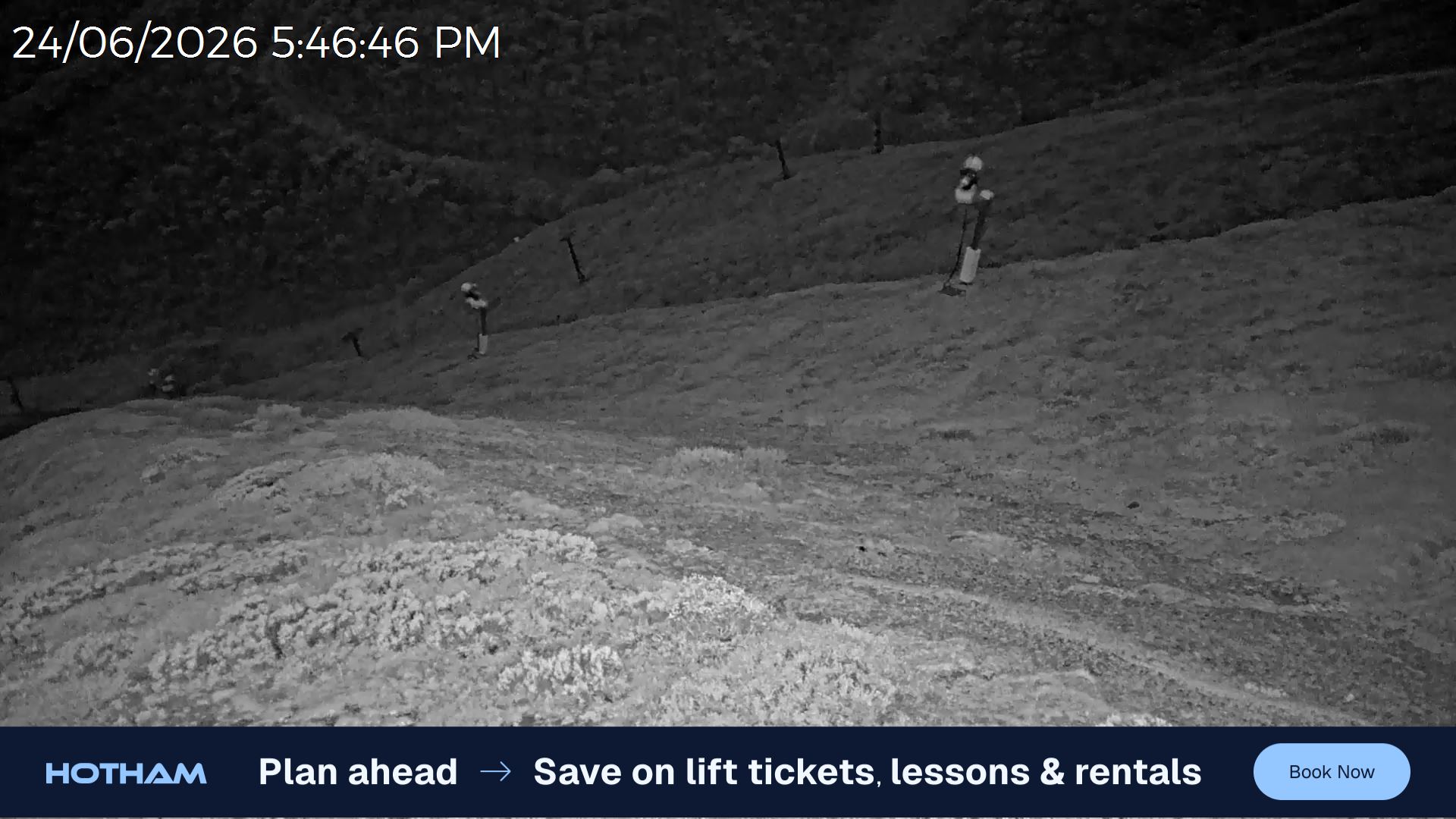 Mt Hotham Upper Imagine snow cam captured at 24 June 2026 at 5:52 pm AEST
