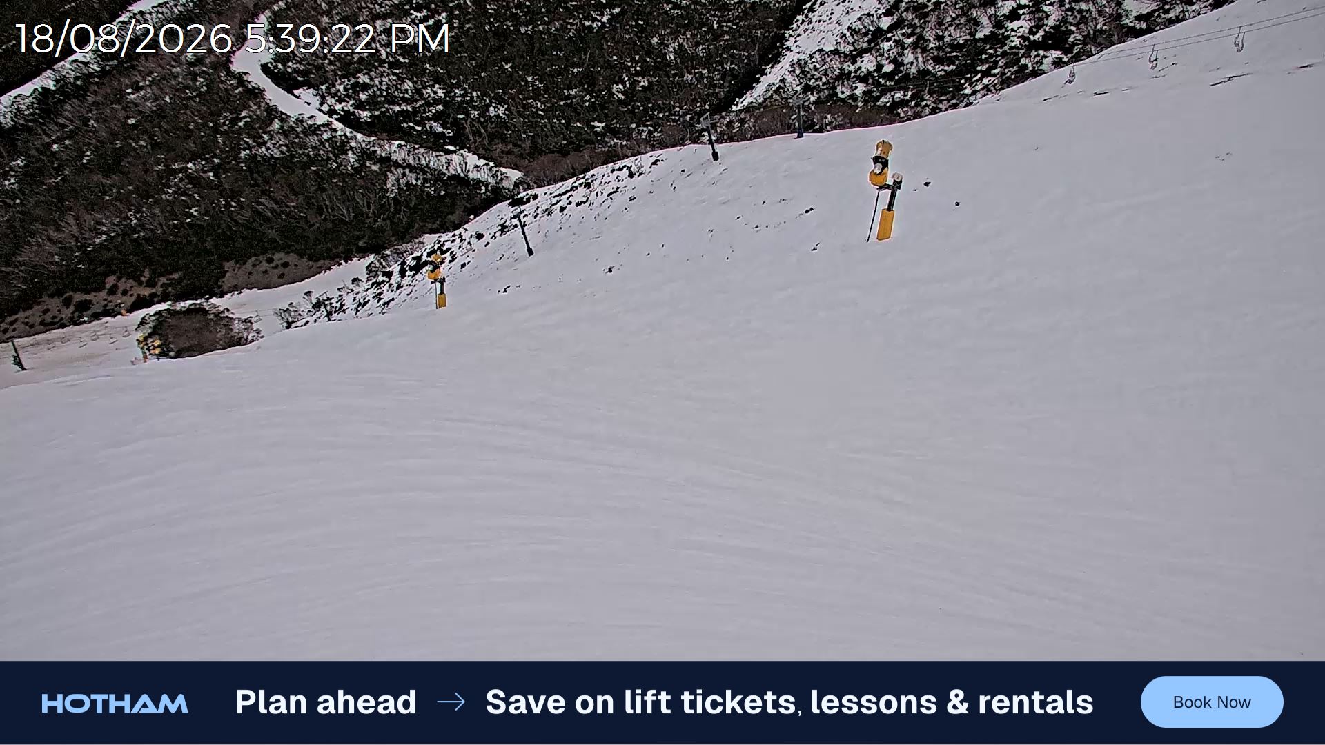 Mt Hotham Upper Imagine snow cam captured at 18 August 2026 at 5:48 pm AEST