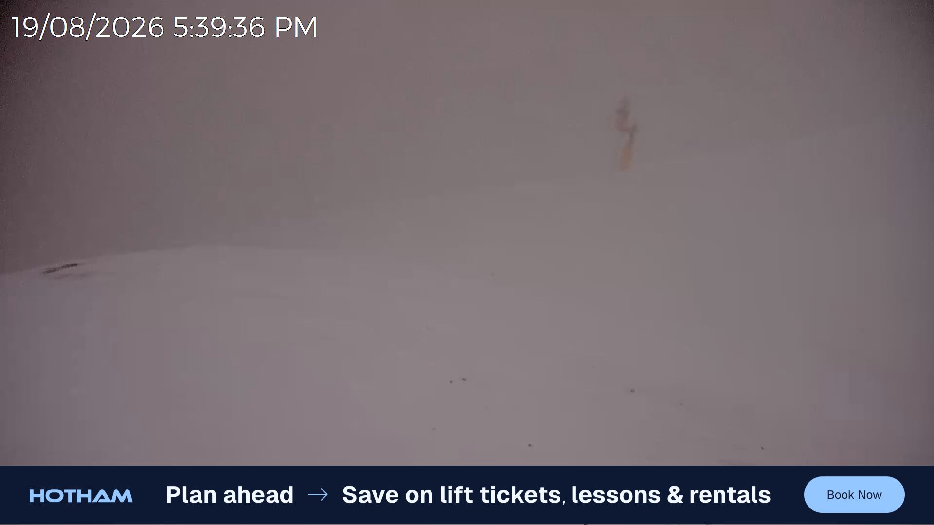 Mt Hotham Upper Imagine snow cam captured at 19 August 2026 at 5:49 pm AEST