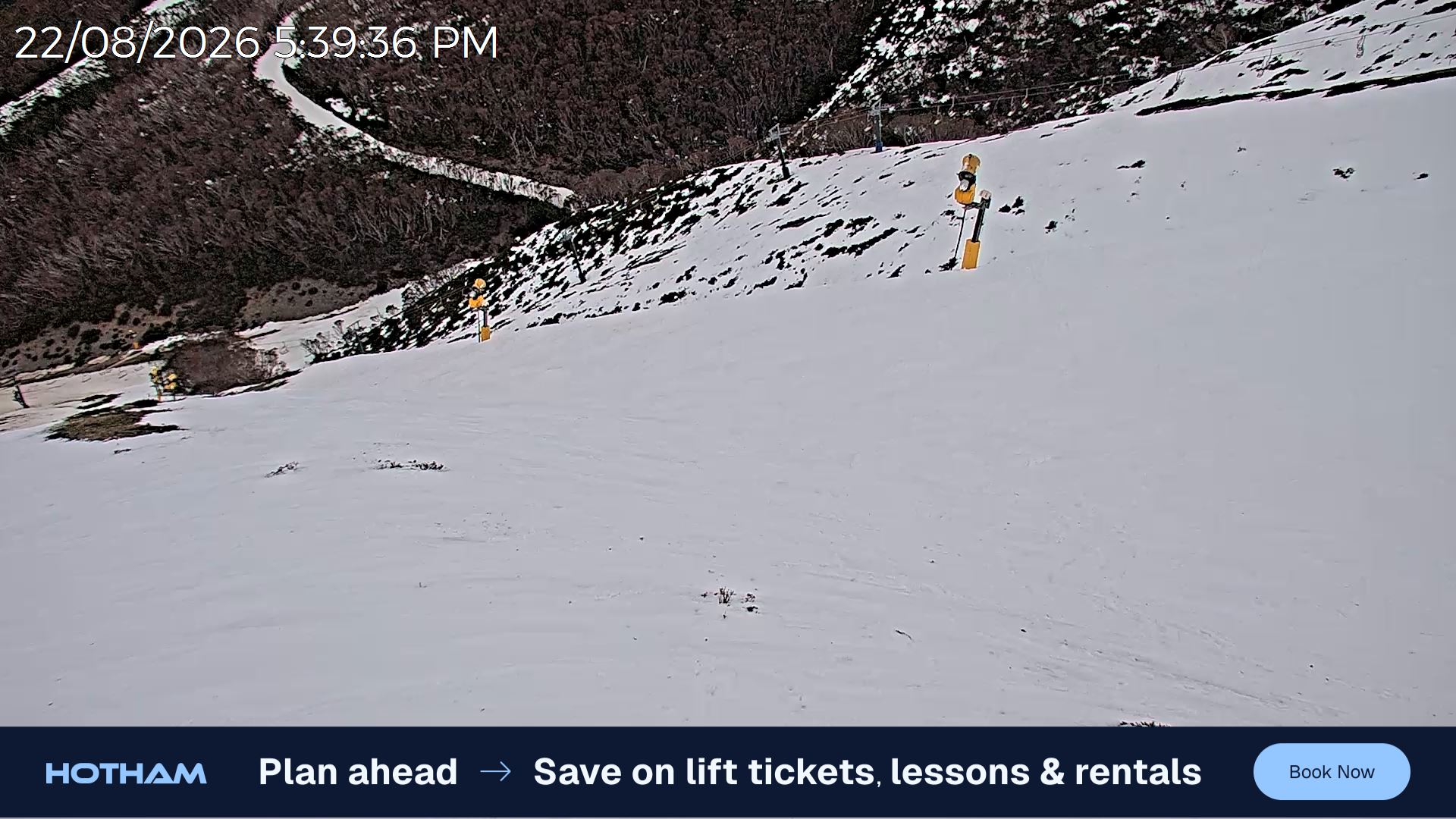 Mt Hotham Upper Imagine snow cam captured at 22 August 2026 at 5:41 pm AEST