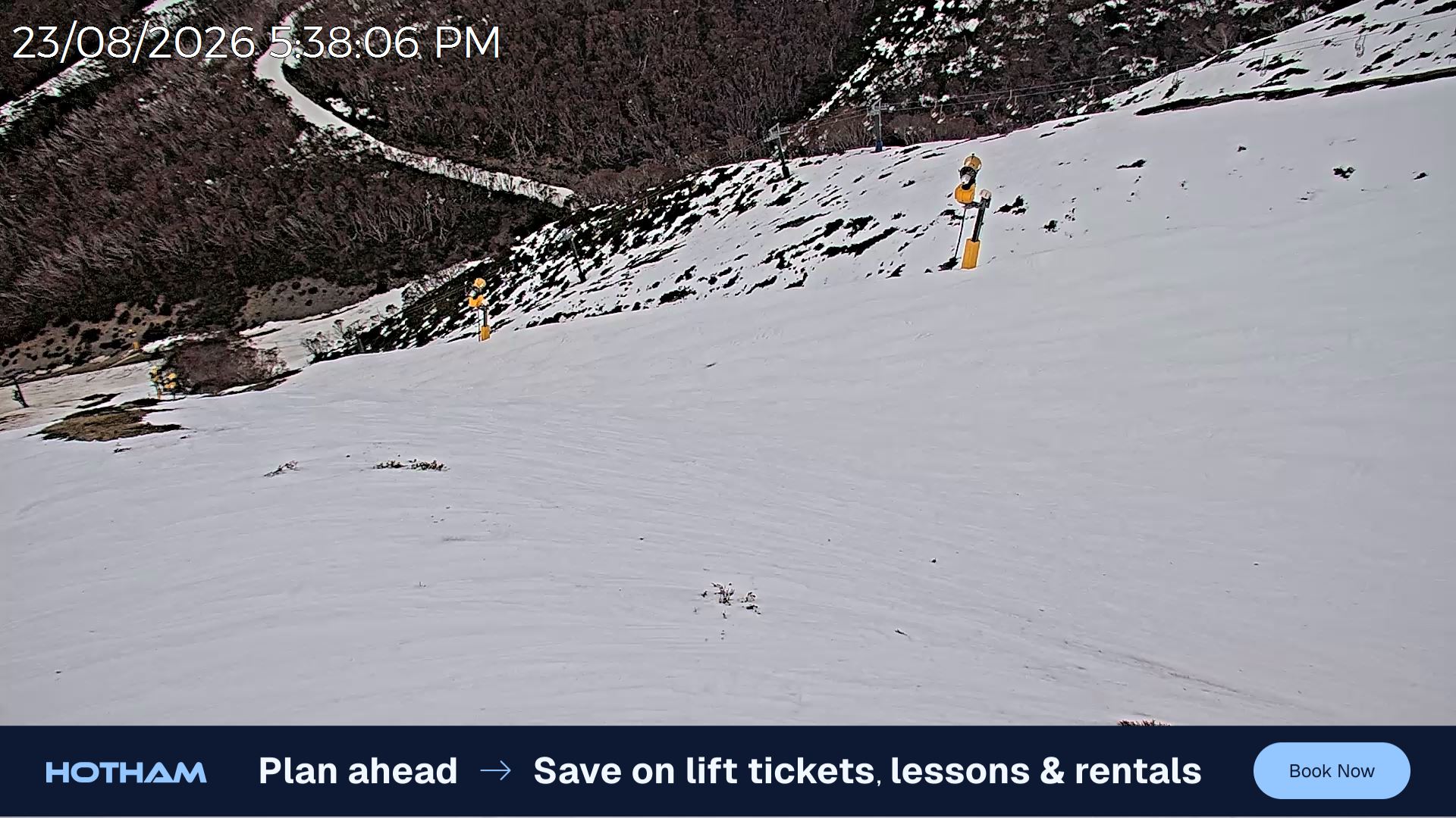 Mt Hotham Upper Imagine snow cam captured at 23 August 2026 at 5:42 pm AEST