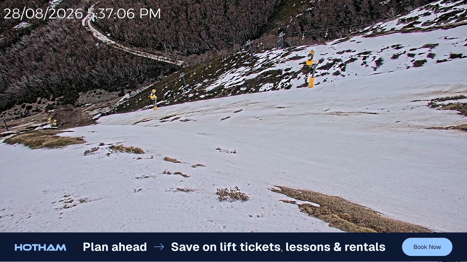 Mt Hotham Upper Imagine snow cam captured at 28 August 2026 at 5:47 pm AEST