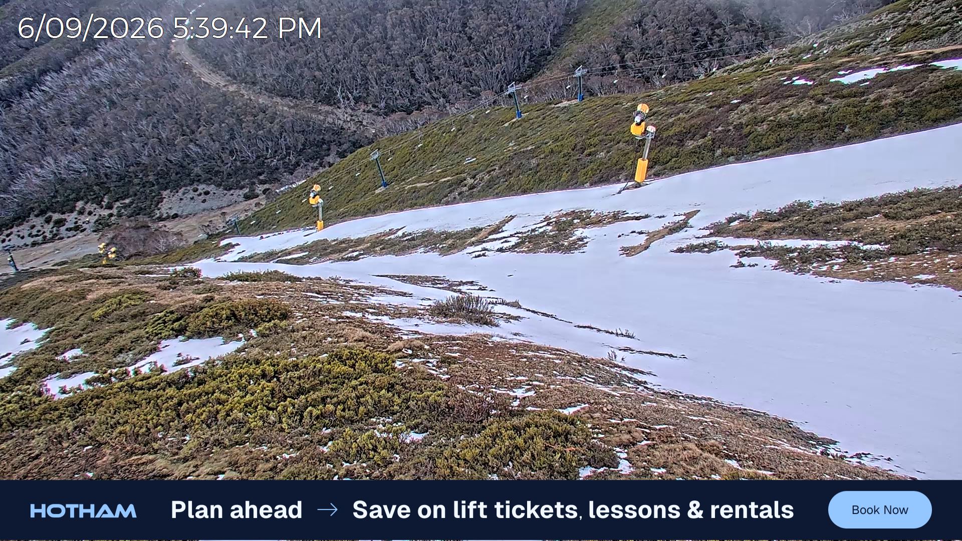 Mt Hotham Upper Imagine snow cam captured at 6 September 2026 at 5:40 pm AEST