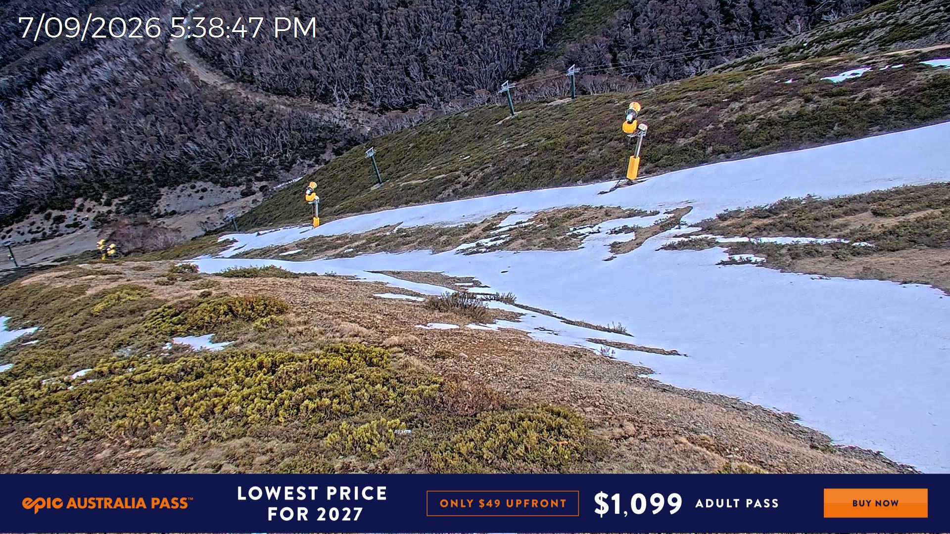Mt Hotham Upper Imagine snow cam captured at 7 September 2026 at 5:43 pm AEST