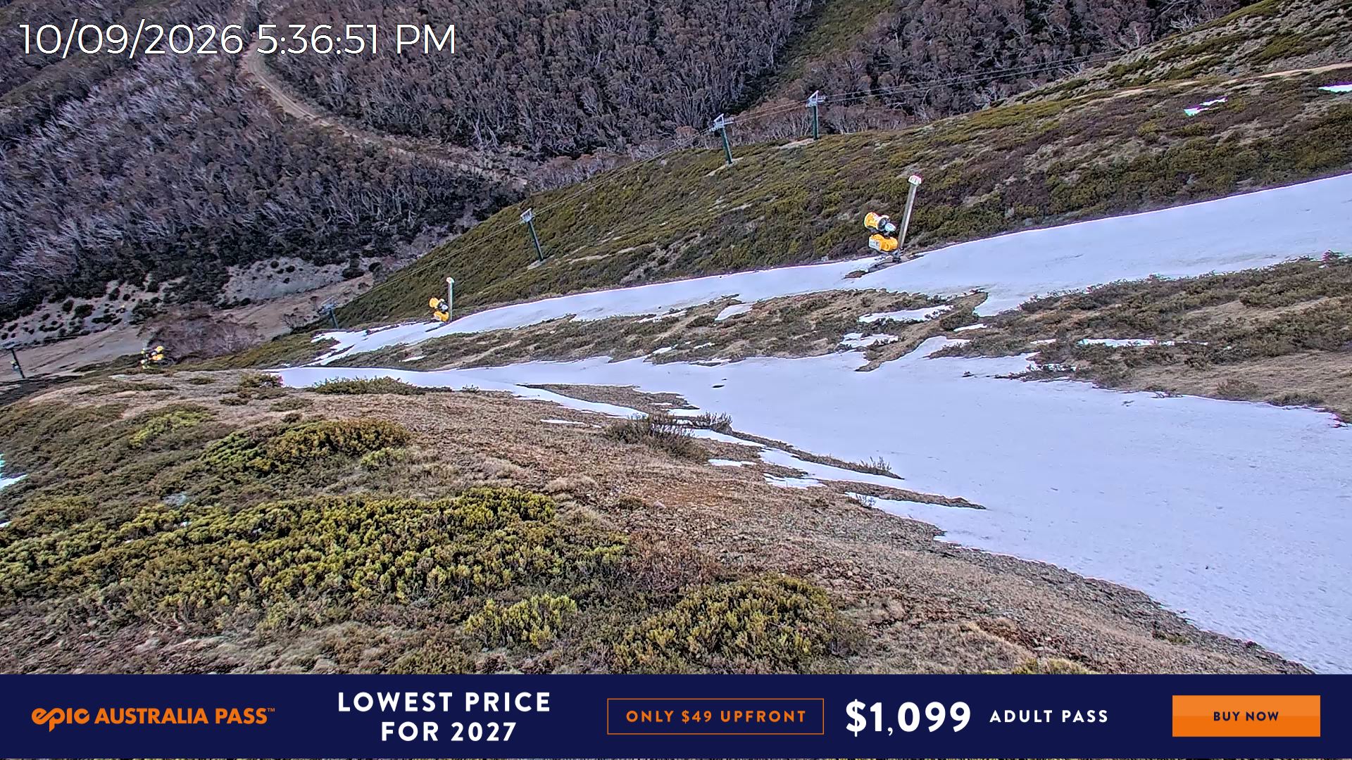 Mt Hotham Upper Imagine snow cam captured at 10 September 2026 at 5:45 pm AEST