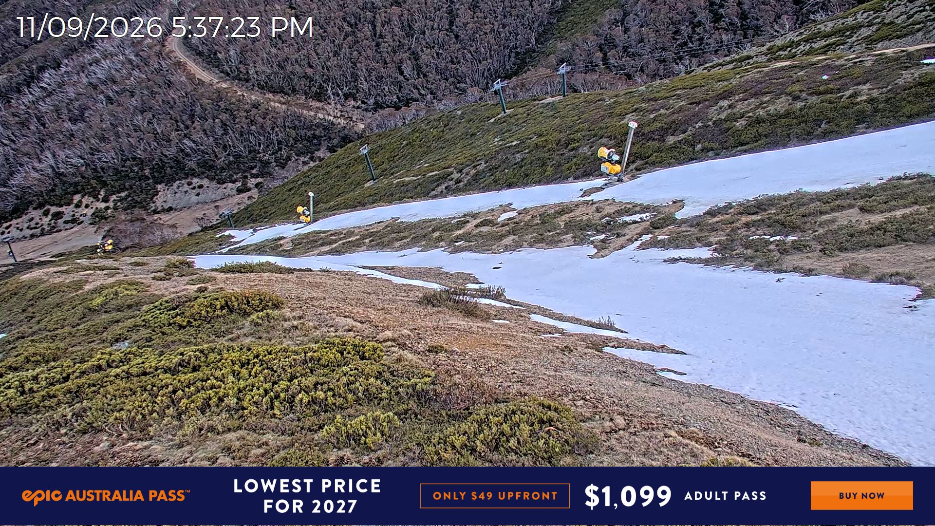 Mt Hotham Upper Imagine snow cam captured at 11 September 2026 at 5:47 pm AEST