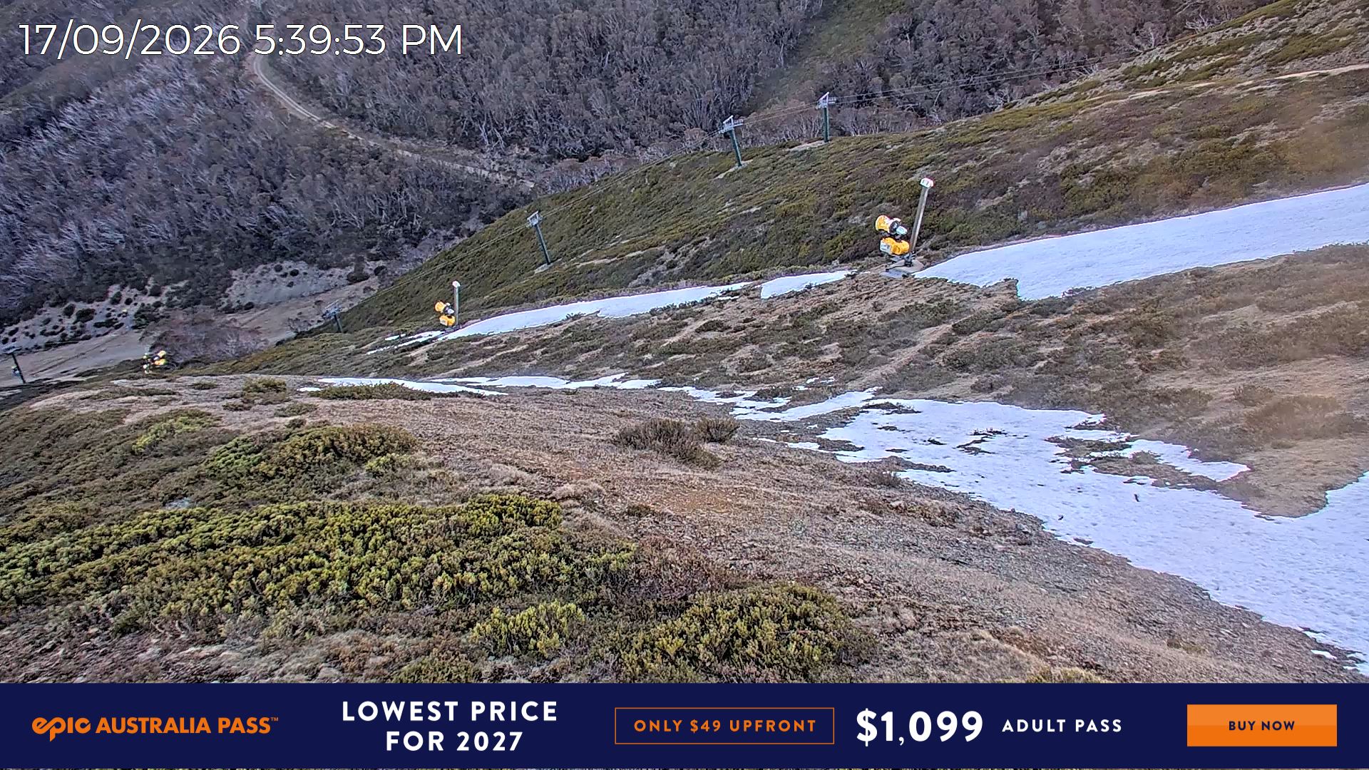 Mt Hotham Upper Imagine snow cam captured at 17 September 2026 at 5:44 pm AEST