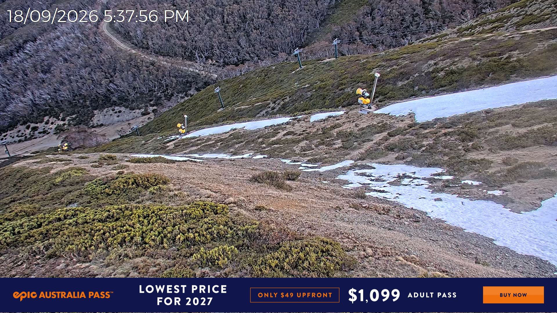 Mt Hotham Upper Imagine snow cam captured at 18 September 2026 at 5:45 pm AEST