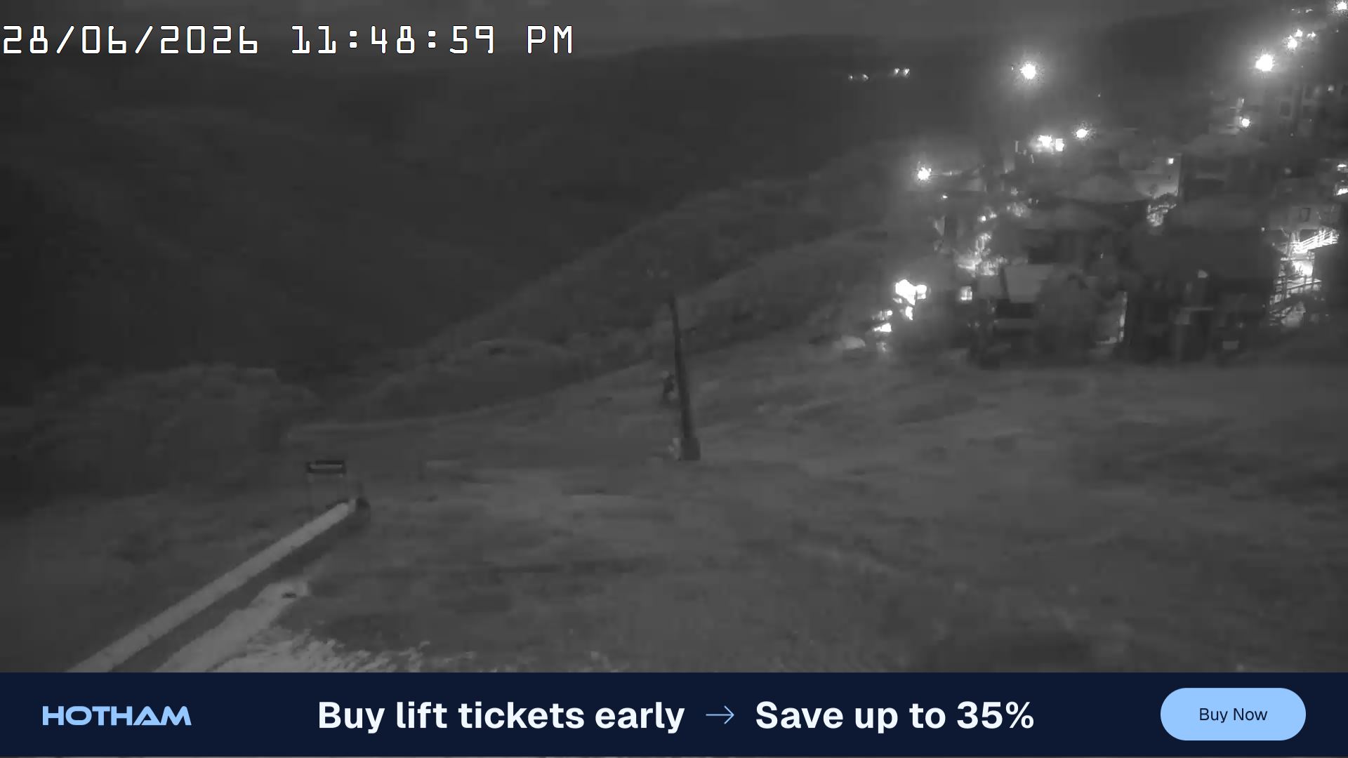 Mt Hotham Hotham Heights snow cam captured at 28 June 2026 at 11:55 pm AEST