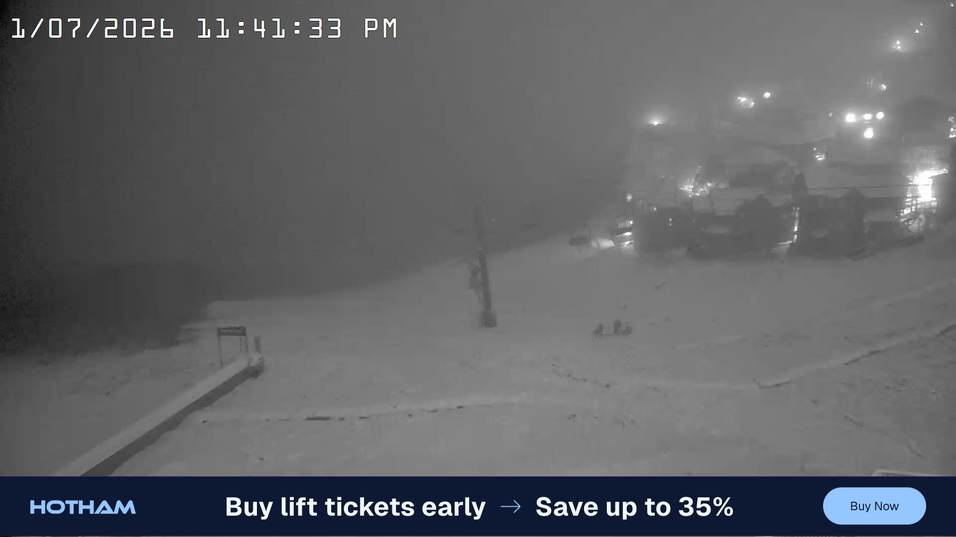Mt Hotham Hotham Heights snow cam captured at 1 July 2026 at 11:41 pm AEST