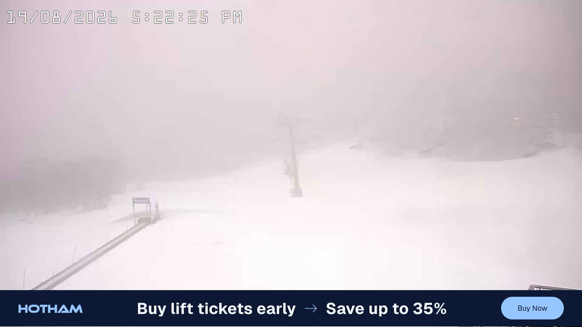Mt Hotham Hotham Heights snow cam captured at 19 August 2026 at 5:25 pm AEST