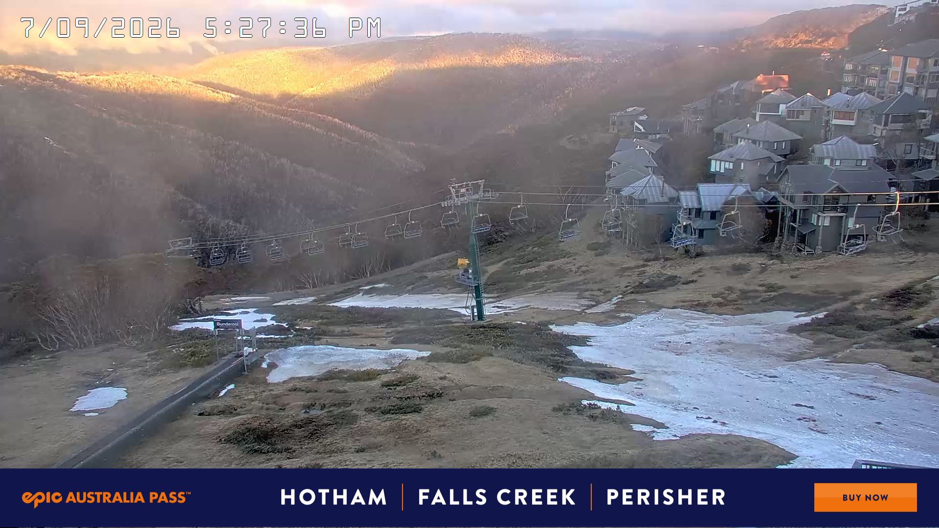 Mt Hotham Hotham Heights snow cam captured at 7 September 2026 at 5:36 pm AEST