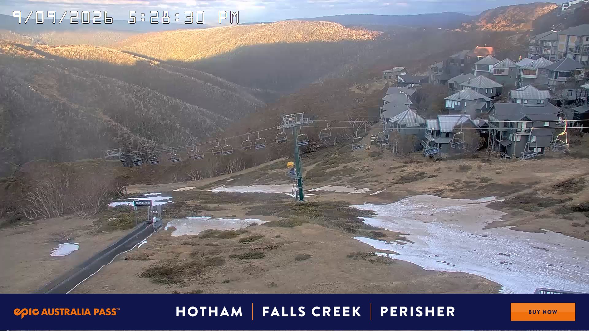 Mt Hotham Hotham Heights snow cam captured at 9 September 2026 at 5:35 pm AEST