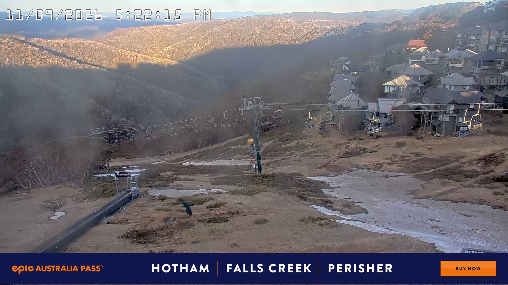 Mt Hotham Hotham Heights snow cam captured at 11 September 2026 at 5:25 pm AEST