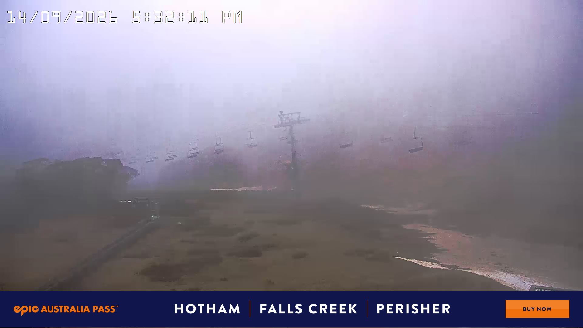 Mt Hotham Hotham Heights snow cam captured at 14 September 2026 at 5:41 pm AEST