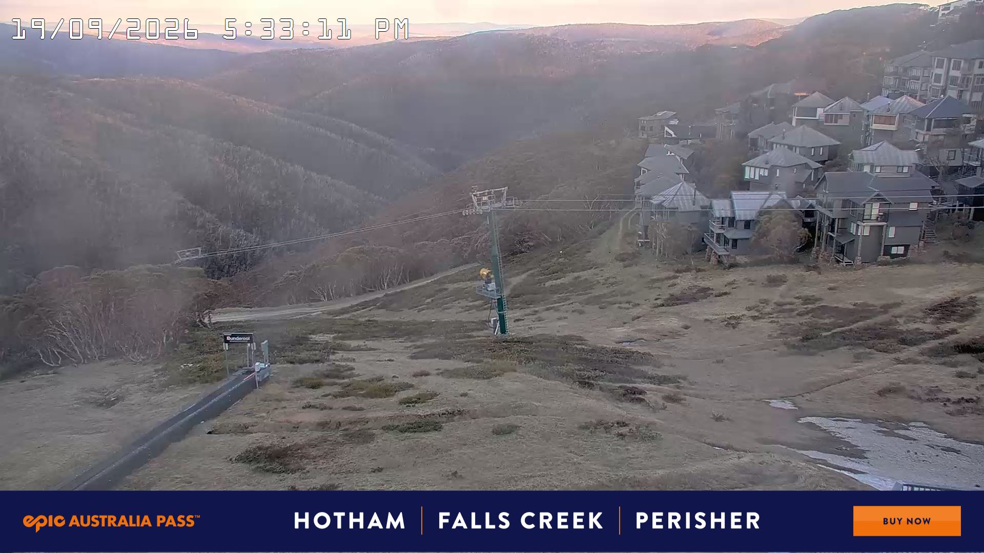 Mt Hotham Hotham Heights snow cam captured at 19 September 2026 at 5:36 pm AEST
