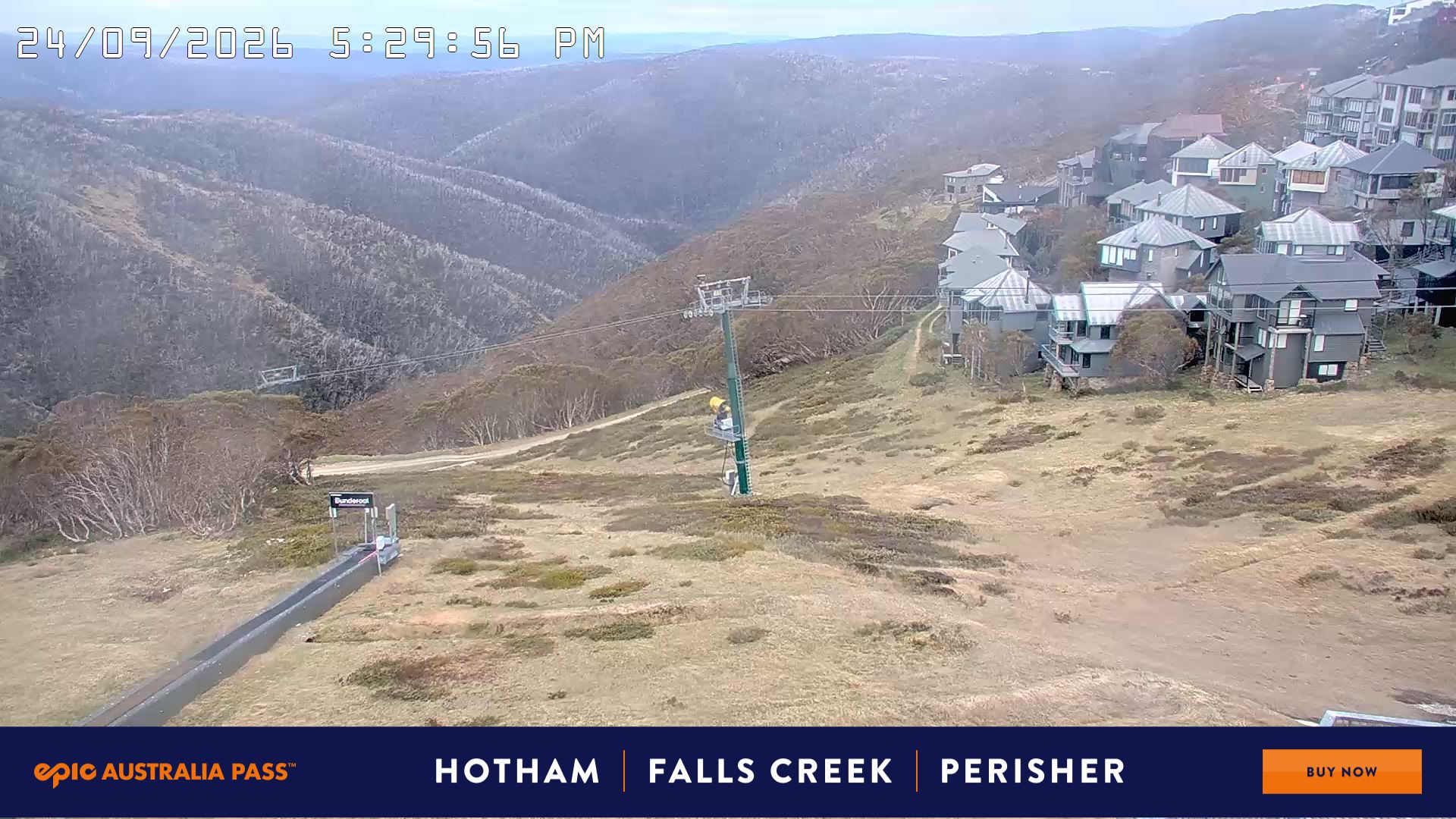 Mt Hotham Hotham Heights snow cam captured at 24 September 2026 at 5:32 pm AEST