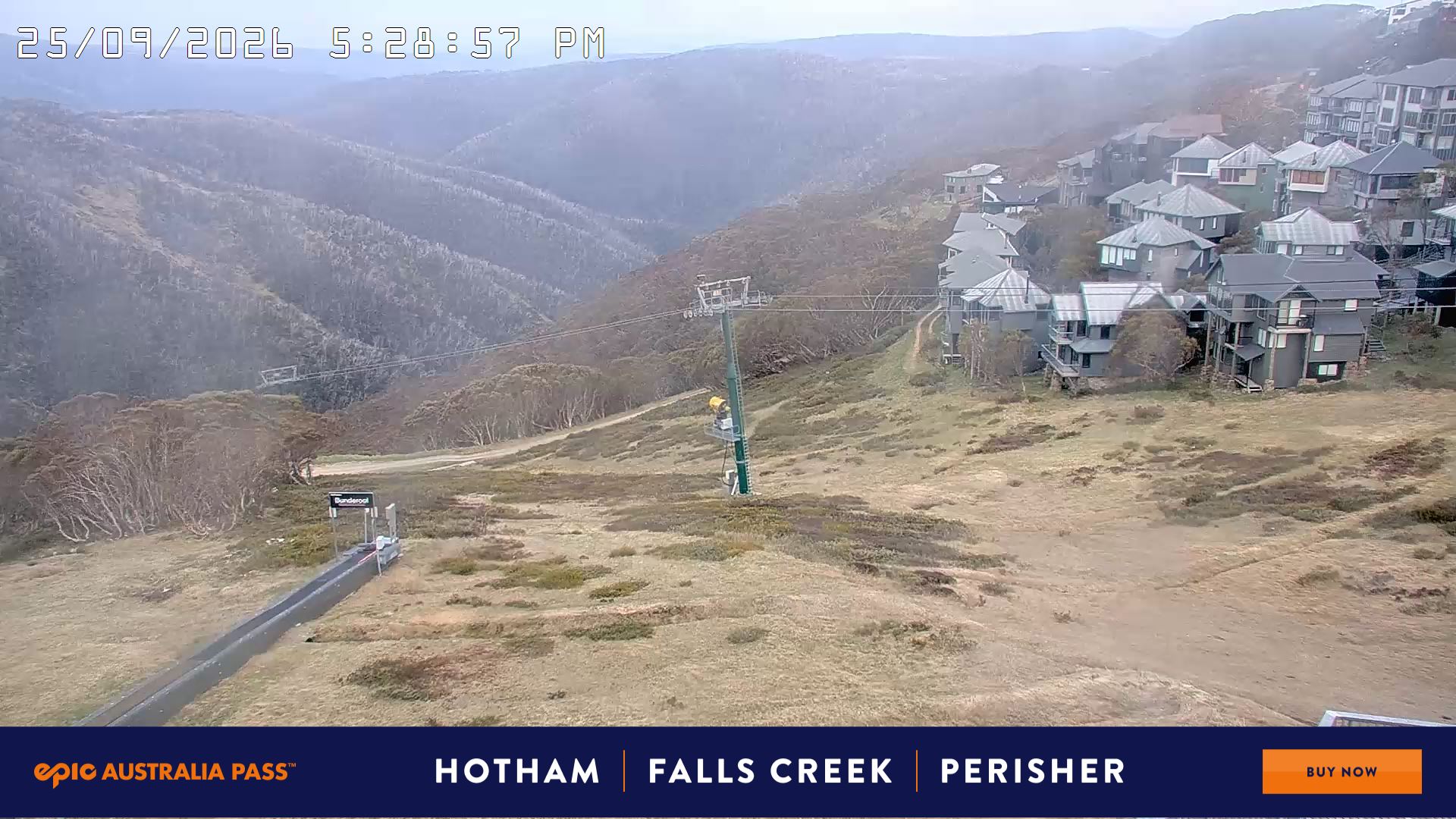Mt Hotham Hotham Heights snow cam captured at 25 September 2026 at 5:36 pm AEST