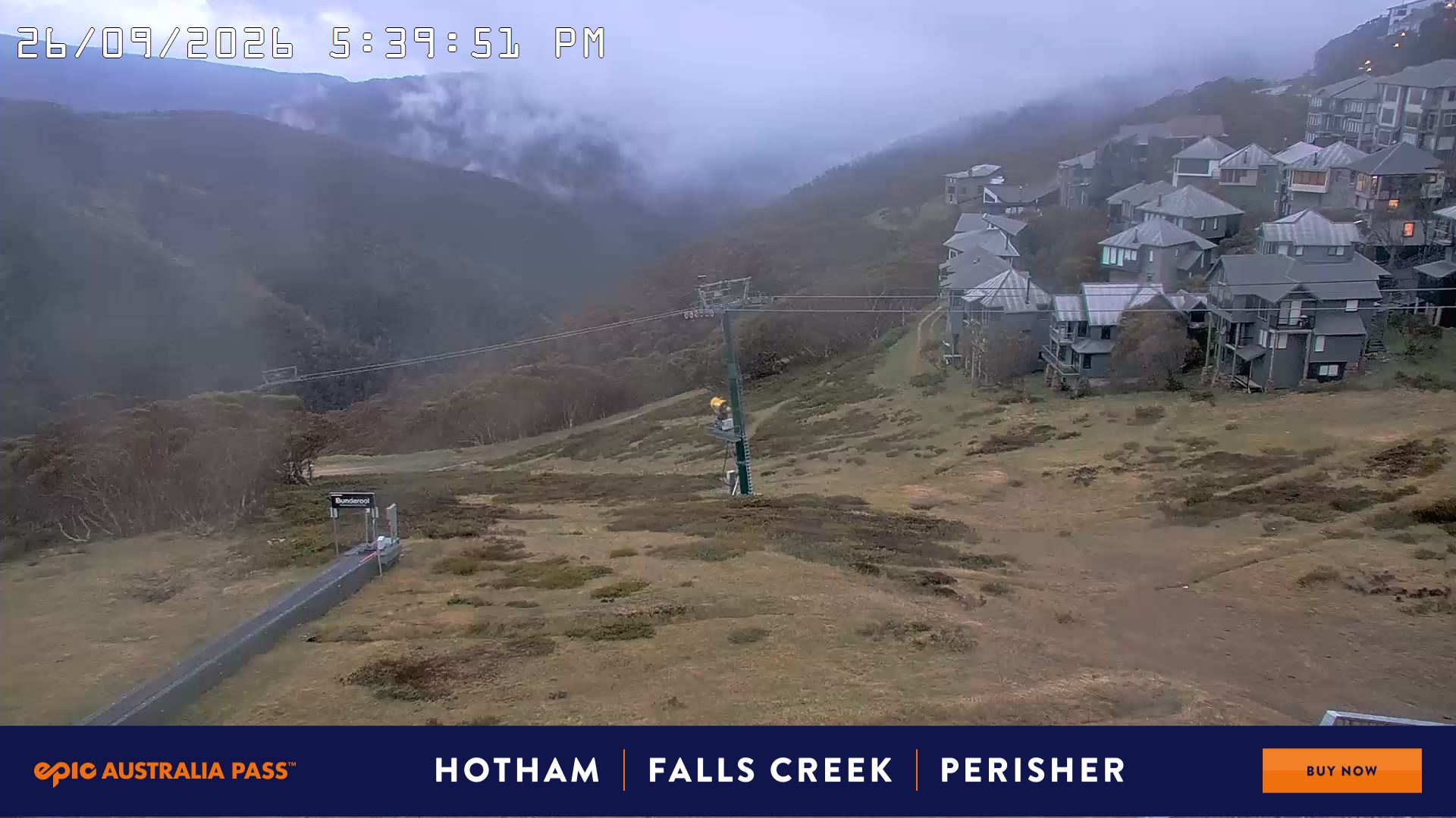 Mt Hotham Hotham Heights snow cam captured at 26 September 2026 at 5:48 pm AEST