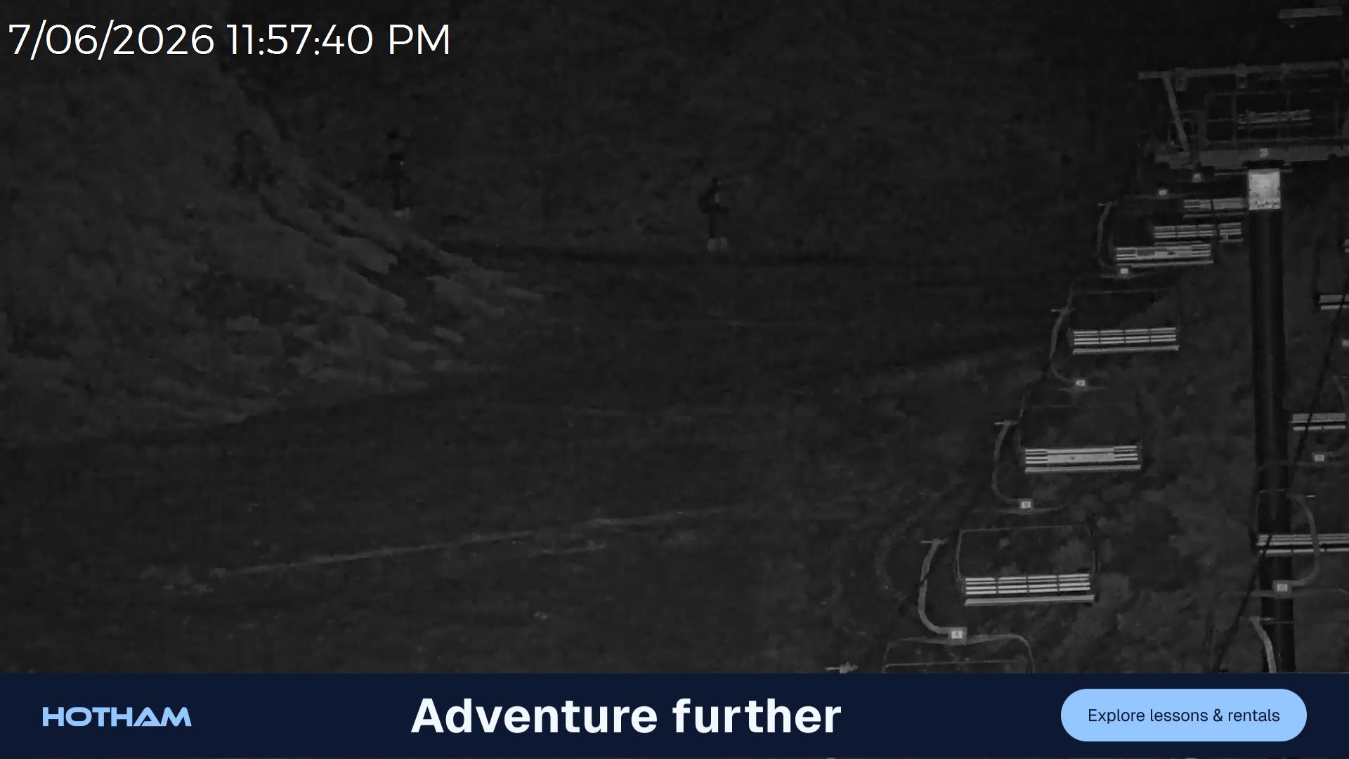 Mt Hotham Slalom Gully snow cam captured at 7 June 2026 at 11:58 pm AEST