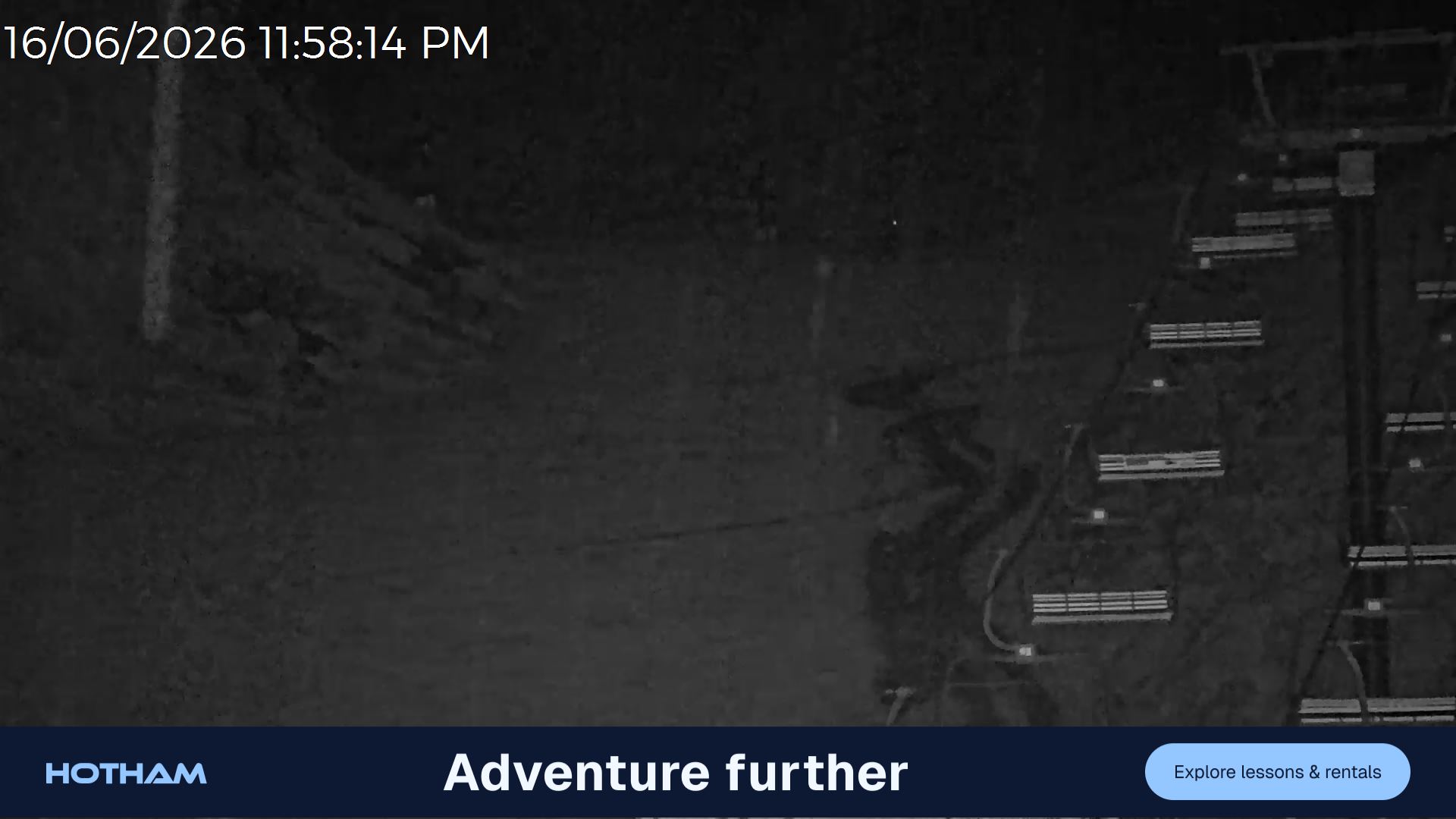 Mt Hotham Slalom Gully snow cam captured at 16 June 2026 at 11:58 pm AEST