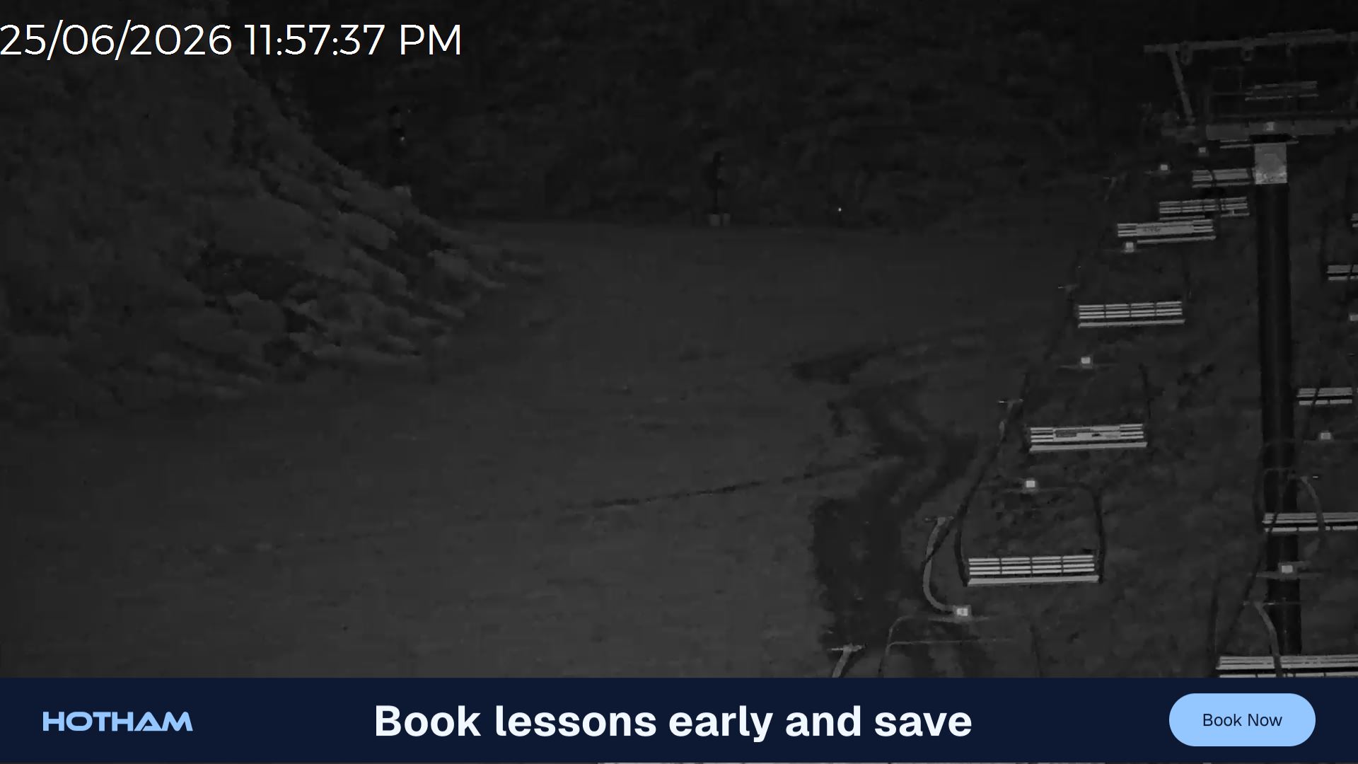 Mt Hotham Slalom Gully snow cam captured at 25 June 2026 at 11:58 pm AEST