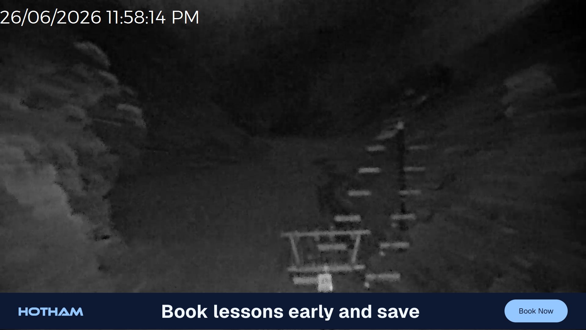 Mt Hotham Slalom Gully snow cam captured at 26 June 2026 at 11:58 pm AEST