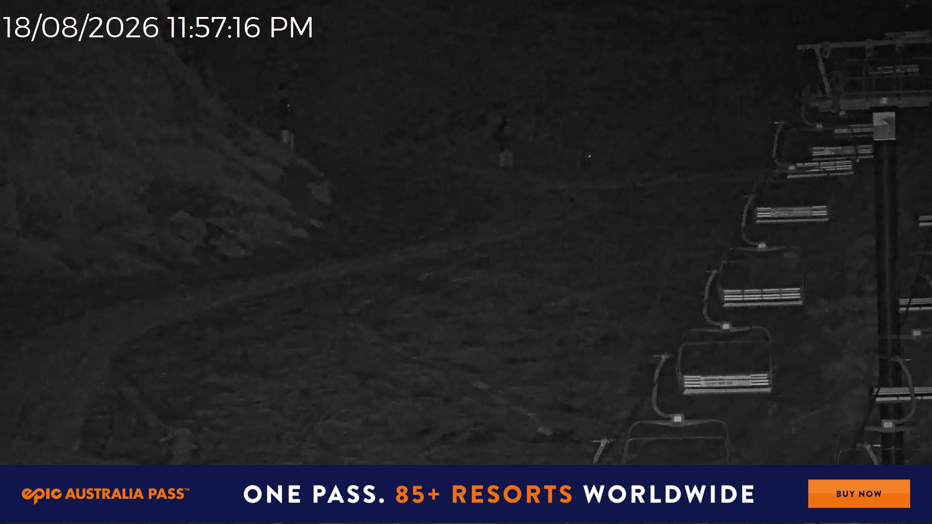 Mt Hotham Slalom Gully snow cam captured at 18 August 2026 at 11:58 pm AEST