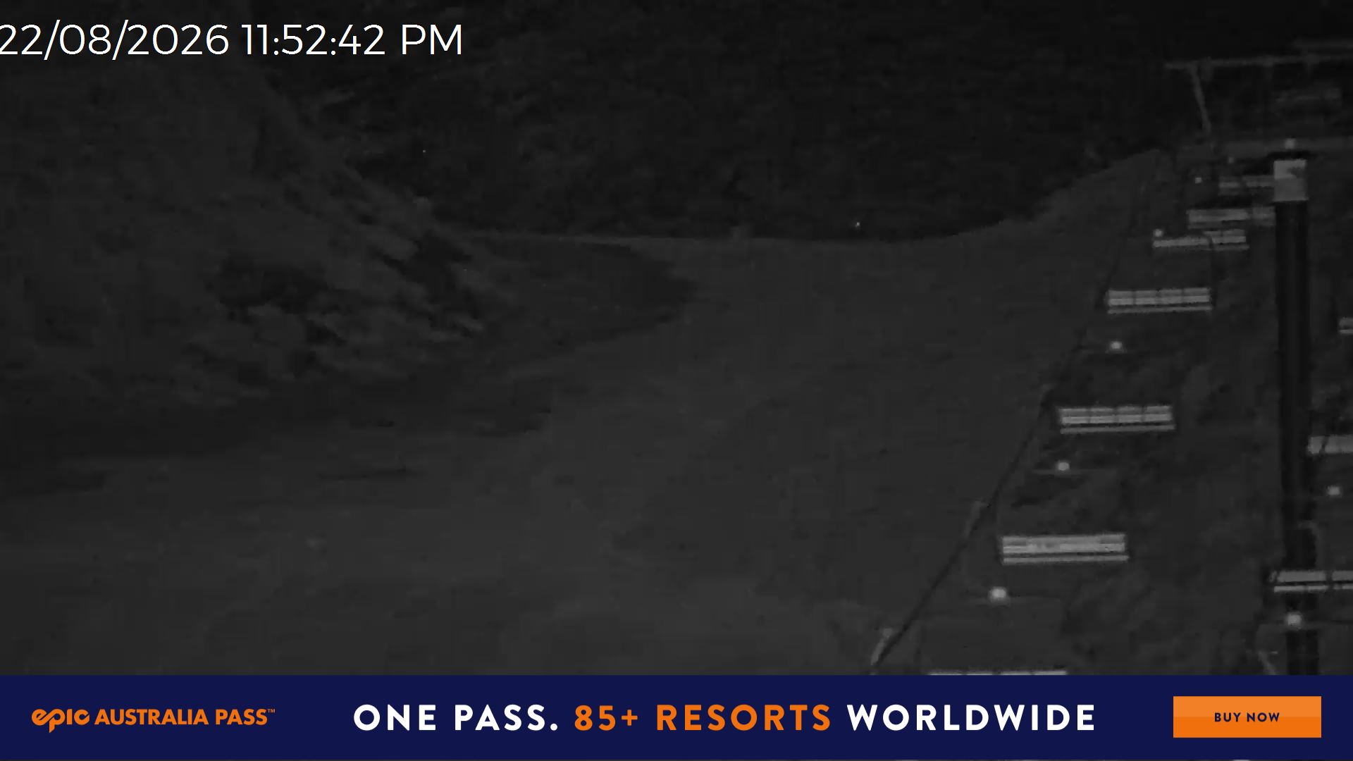 Mt Hotham Slalom Gully snow cam captured at 22 August 2026 at 11:53 pm AEST