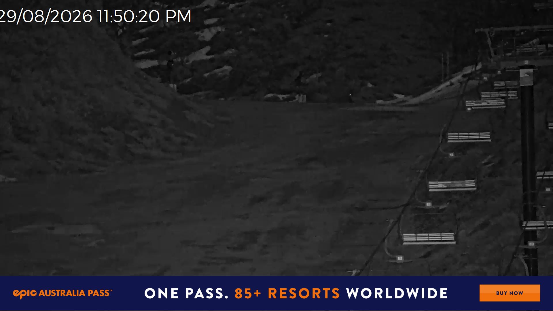 Mt Hotham Slalom Gully snow cam captured at 29 August 2026 at 11:51 pm AEST