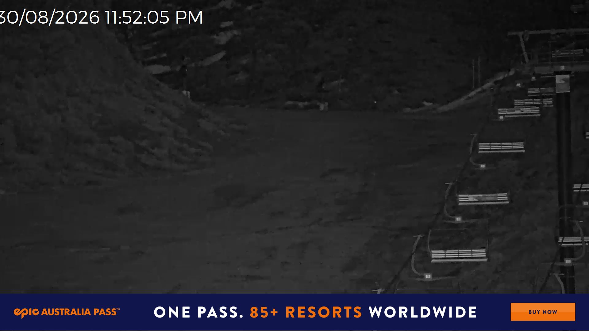 Mt Hotham Slalom Gully snow cam captured at 30 August 2026 at 11:52 pm AEST