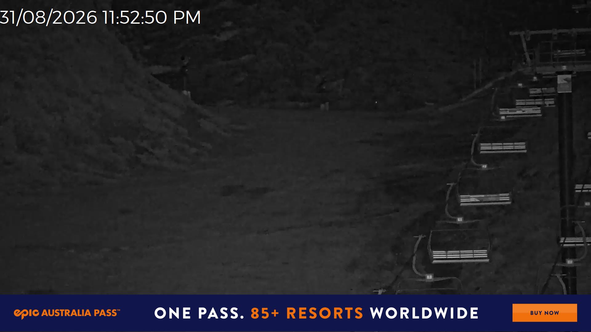 Mt Hotham Slalom Gully snow cam captured at 31 August 2026 at 11:53 pm AEST