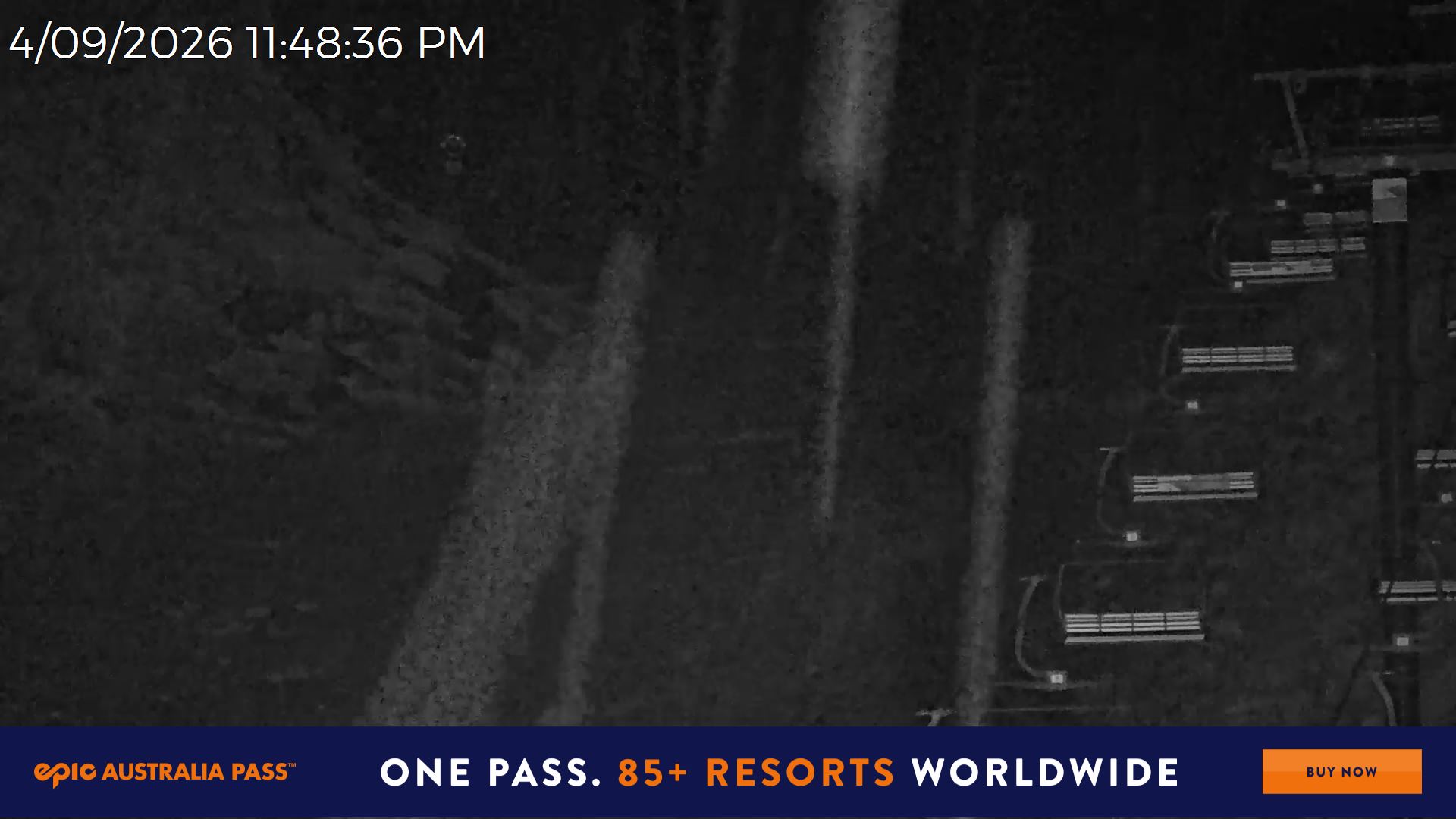 Mt Hotham Slalom Gully snow cam captured at 4 September 2026 at 11:49 pm AEST