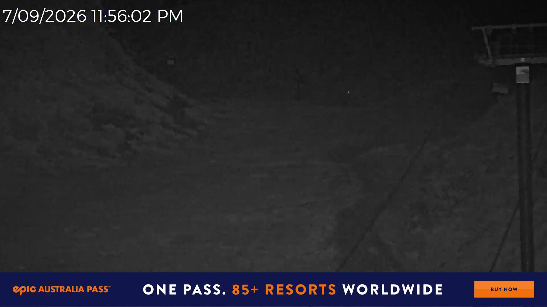 Mt Hotham Slalom Gully snow cam captured at 7 September 2026 at 11:57 pm AEST