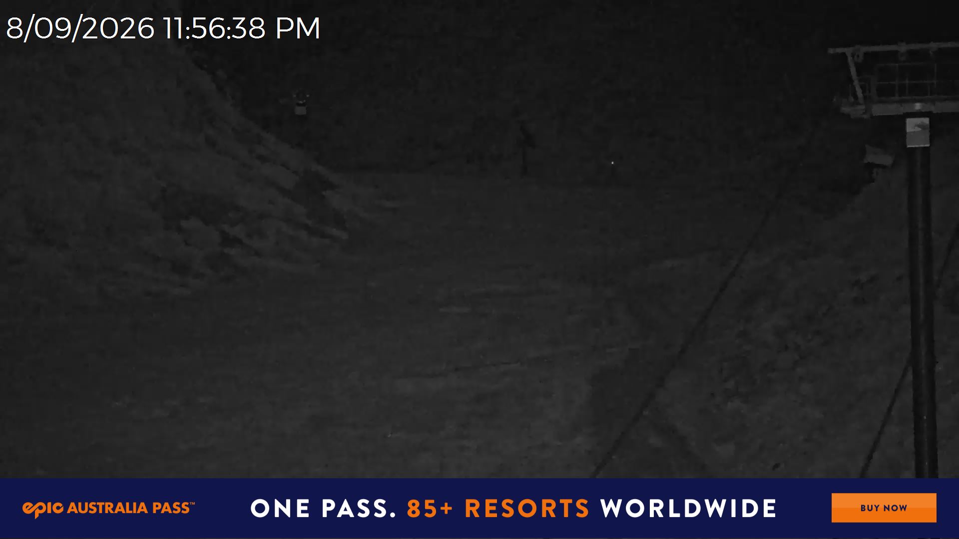 Mt Hotham Slalom Gully snow cam captured at 8 September 2026 at 11:58 pm AEST