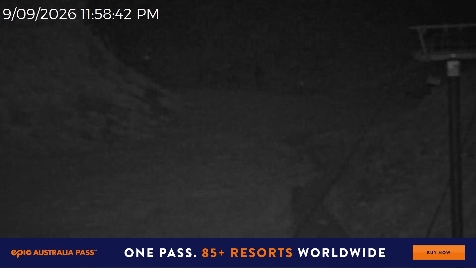 Mt Hotham Slalom Gully snow cam captured at 9 September 2026 at 11:59 pm AEST