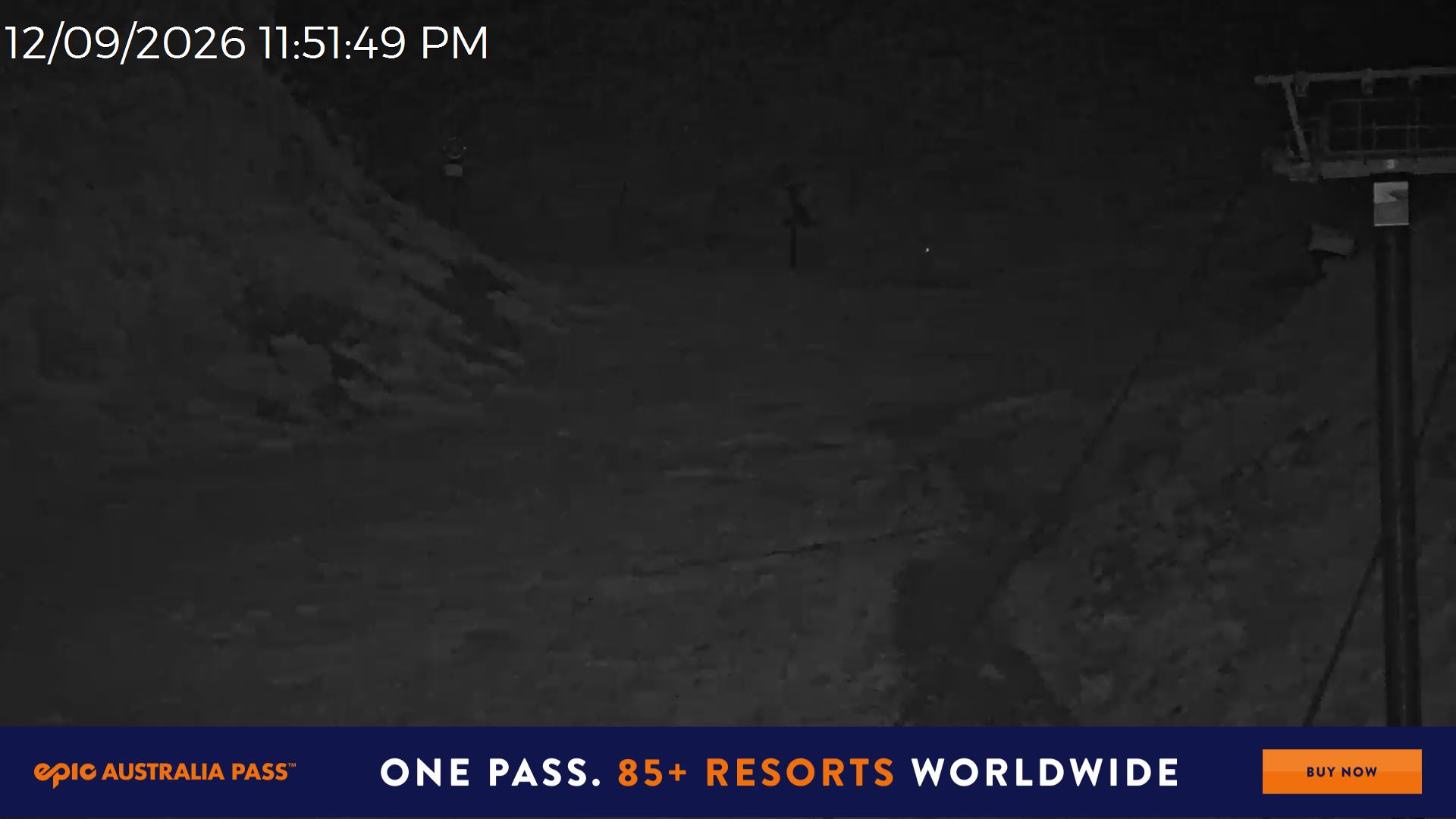 Mt Hotham Slalom Gully snow cam captured at 12 September 2026 at 11:53 pm AEST