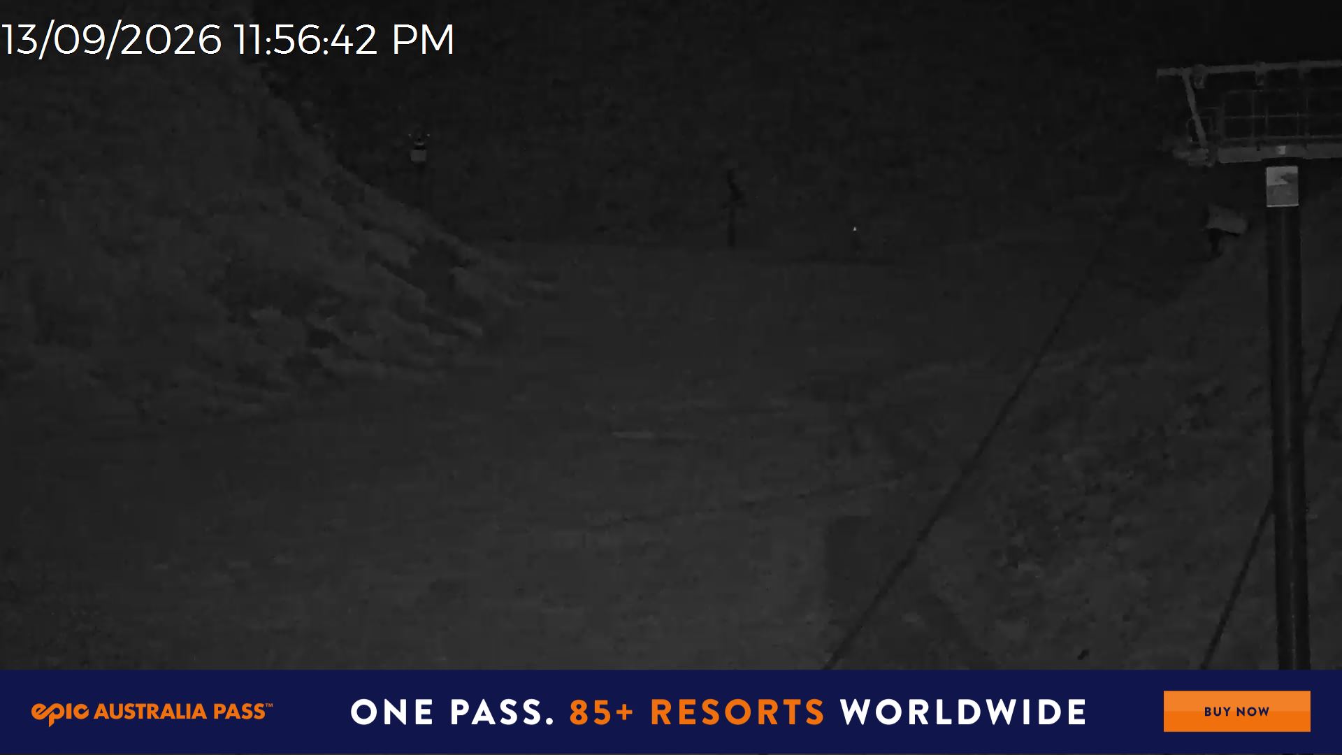 Mt Hotham Slalom Gully snow cam captured at 13 September 2026 at 11:57 pm AEST
