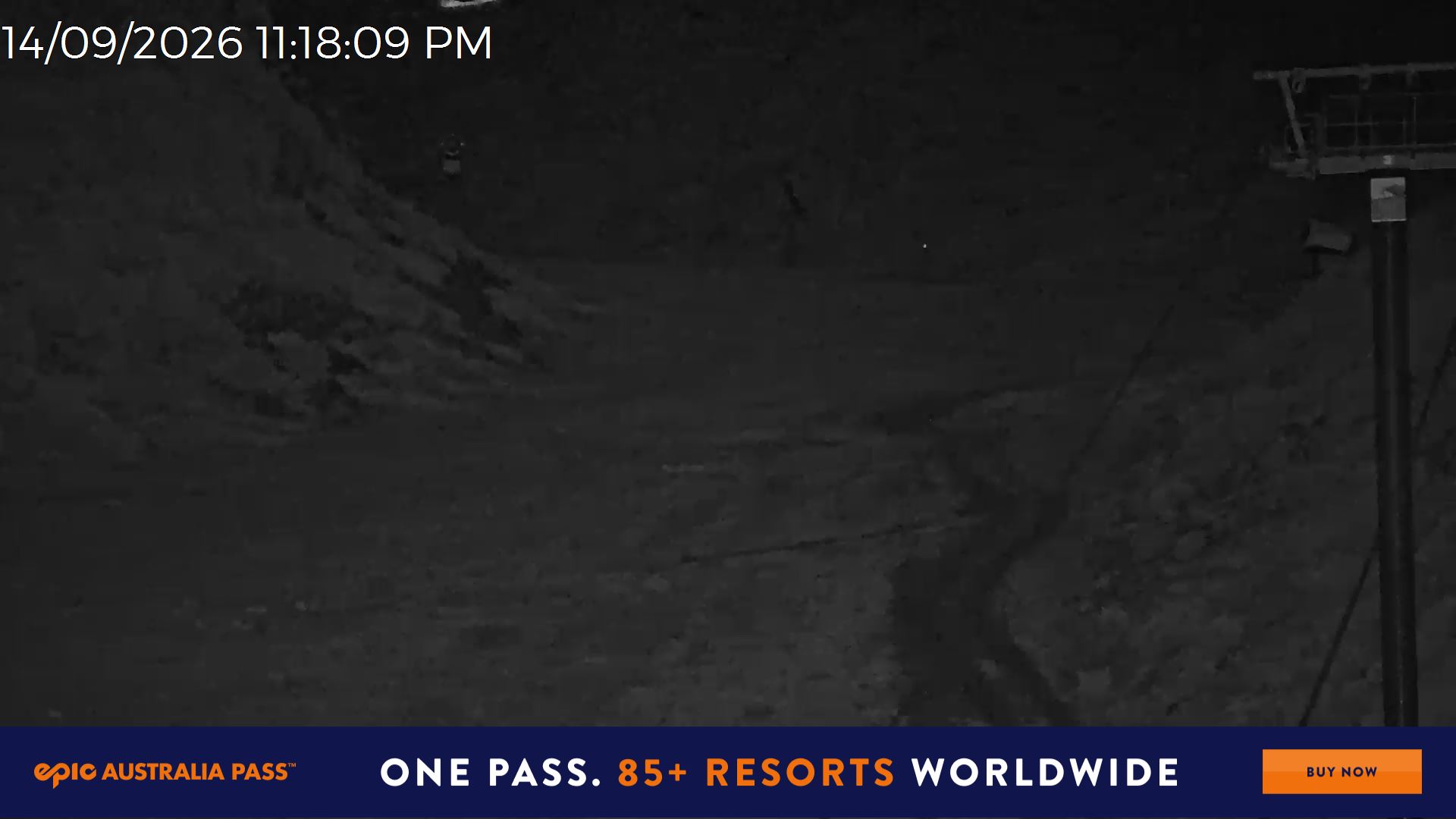 Mt Hotham Slalom Gully snow cam captured at 14 September 2026 at 11:19 pm AEST