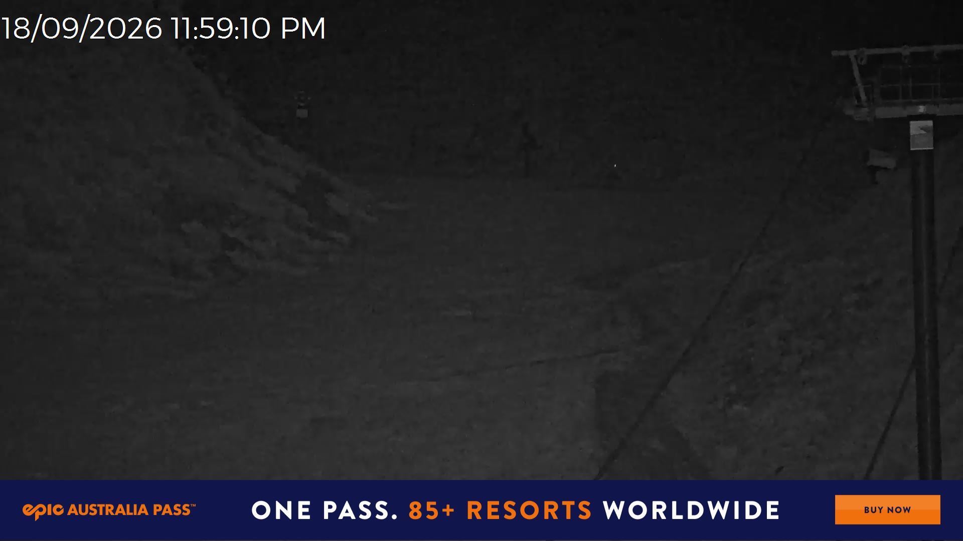 Mt Hotham Slalom Gully snow cam captured at 18 September 2026 at 11:59 pm AEST